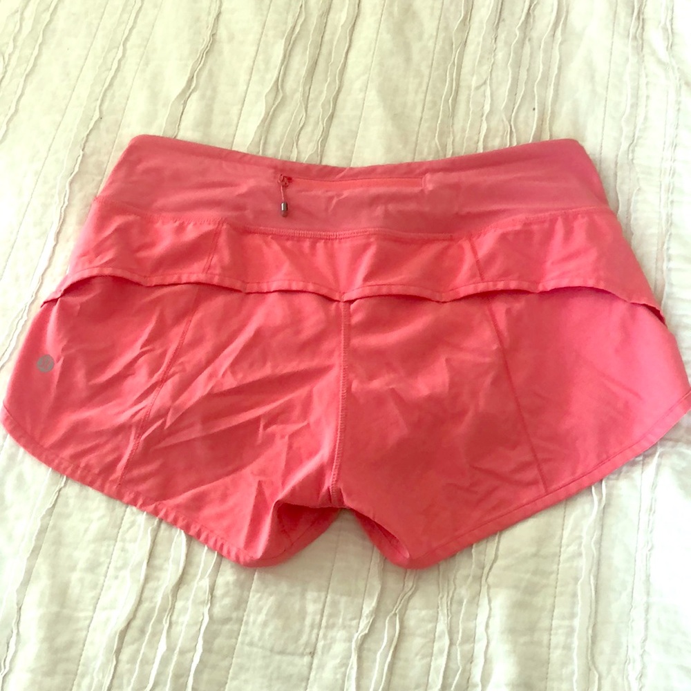 Lululemon 4 hot coral pink speed shorts